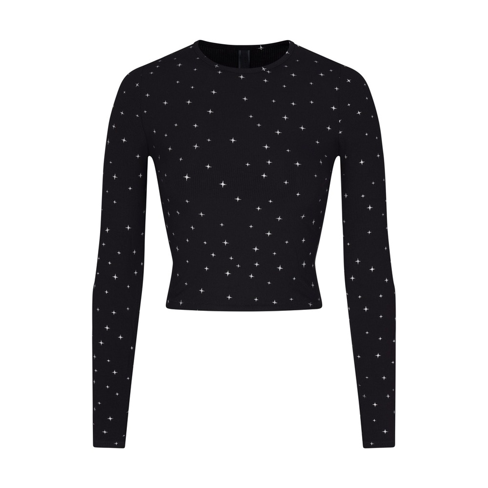 SKIMS soft lounge long sleeve crop top in onyx sparkle print - limited!
